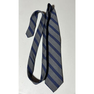 Brooks Brothers Wool & Silk Tie Blue Gray Stripe Mens Necktie Italy 3 1/4"X57"